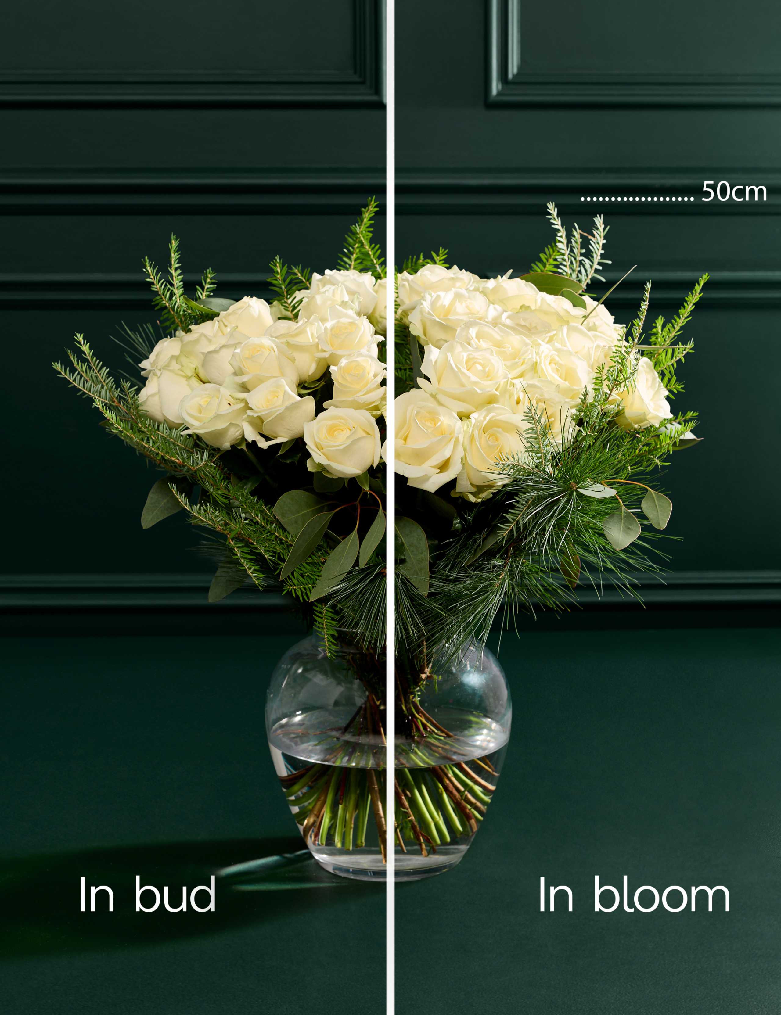 Luxury White Rose & Eucalyptus Christmas Bouquet with Vintage Champagne 5 of 5