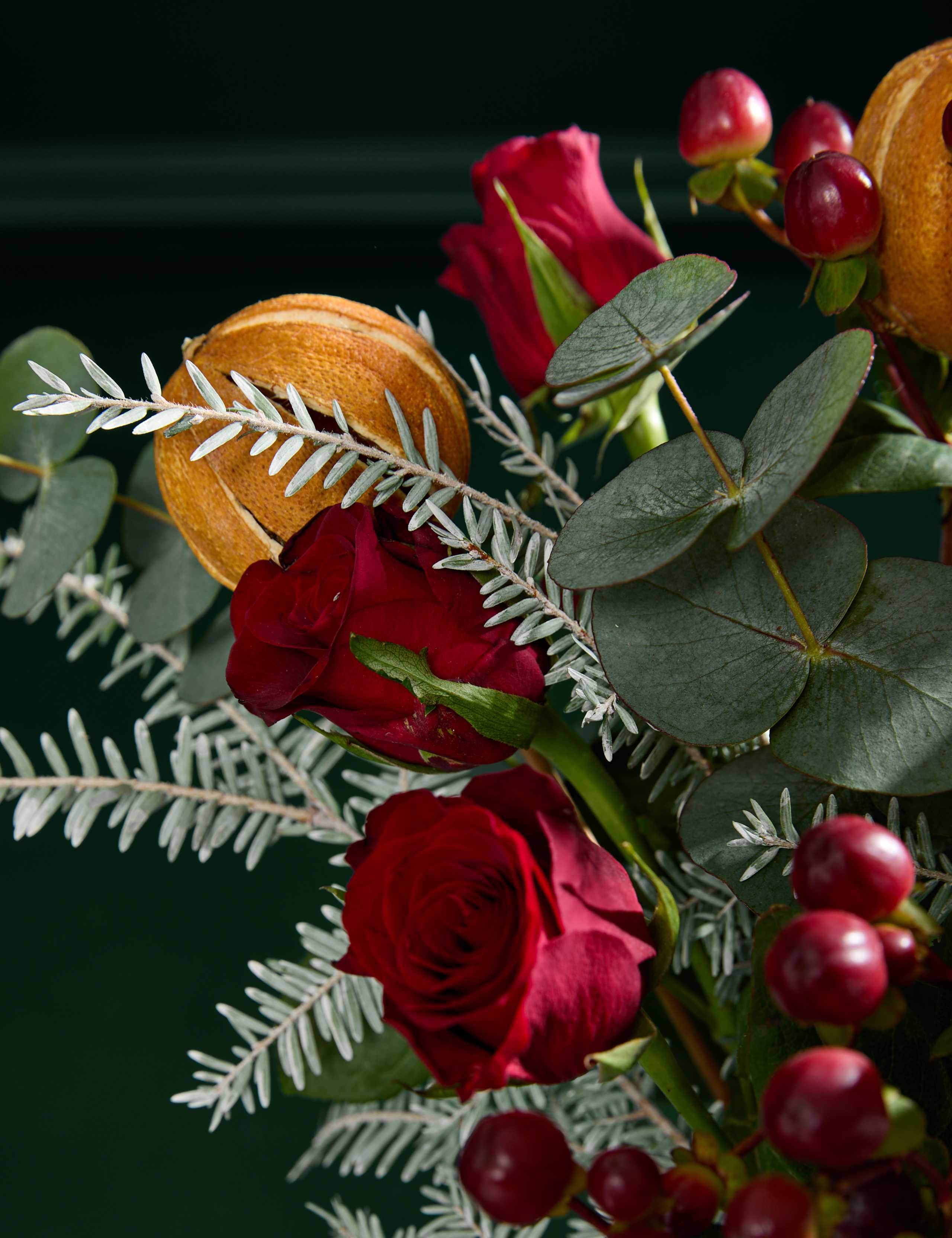Red Roses & Hypericum Bouquet with Festive Letterbox Gift 6 of 6