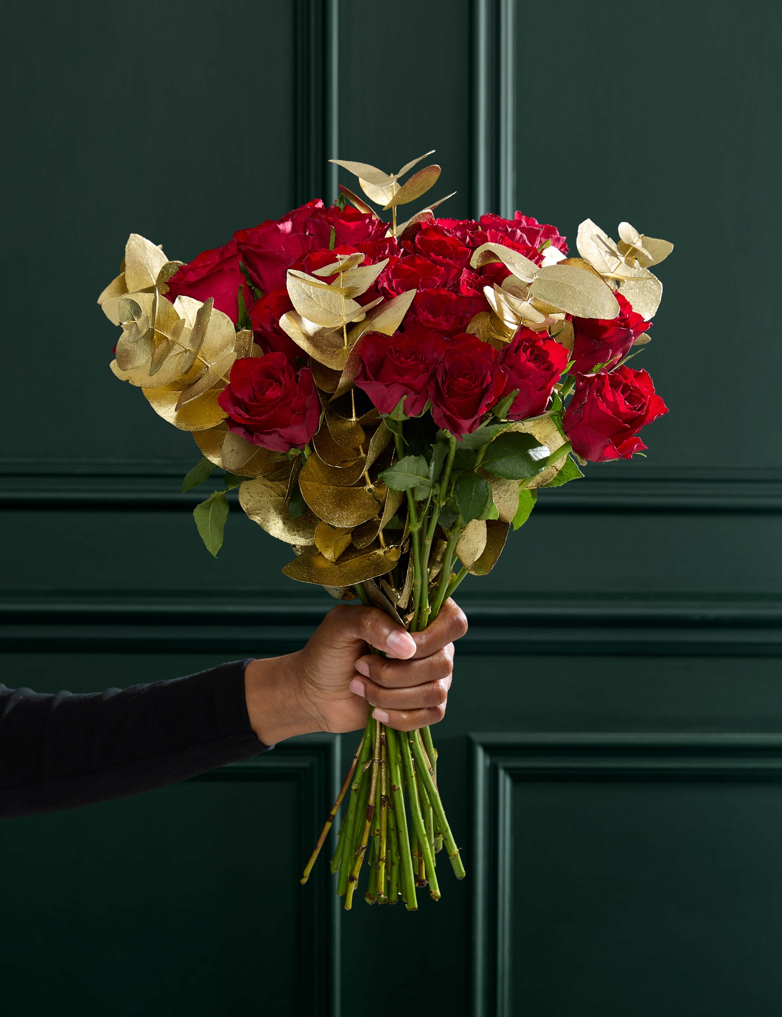 Red Rose & Eucalyptus Bouquet with Crémant & Truffles 5 of 6