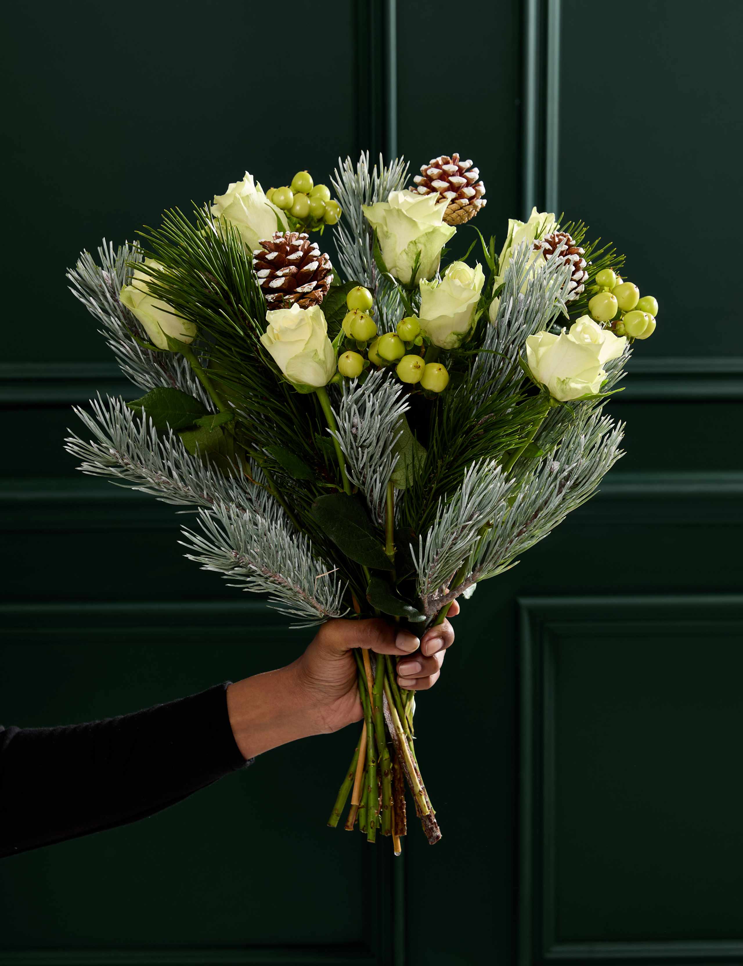 White Rose & Hypericum Bouquet with Toffee Tree & Candle 3 of 7
