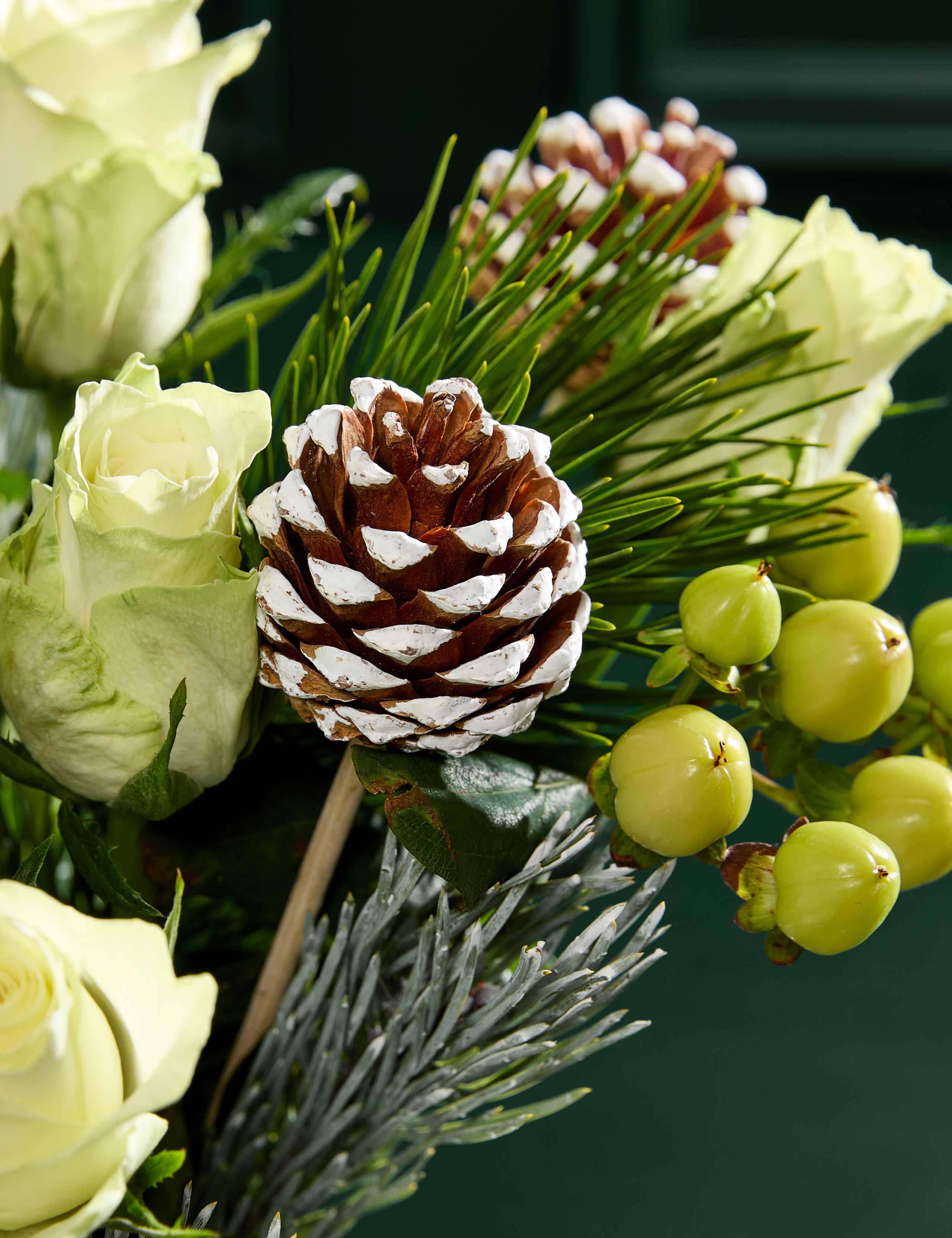 White Rose & Hypericum Bouquet with Toffee Tree & Candle 6 of 7