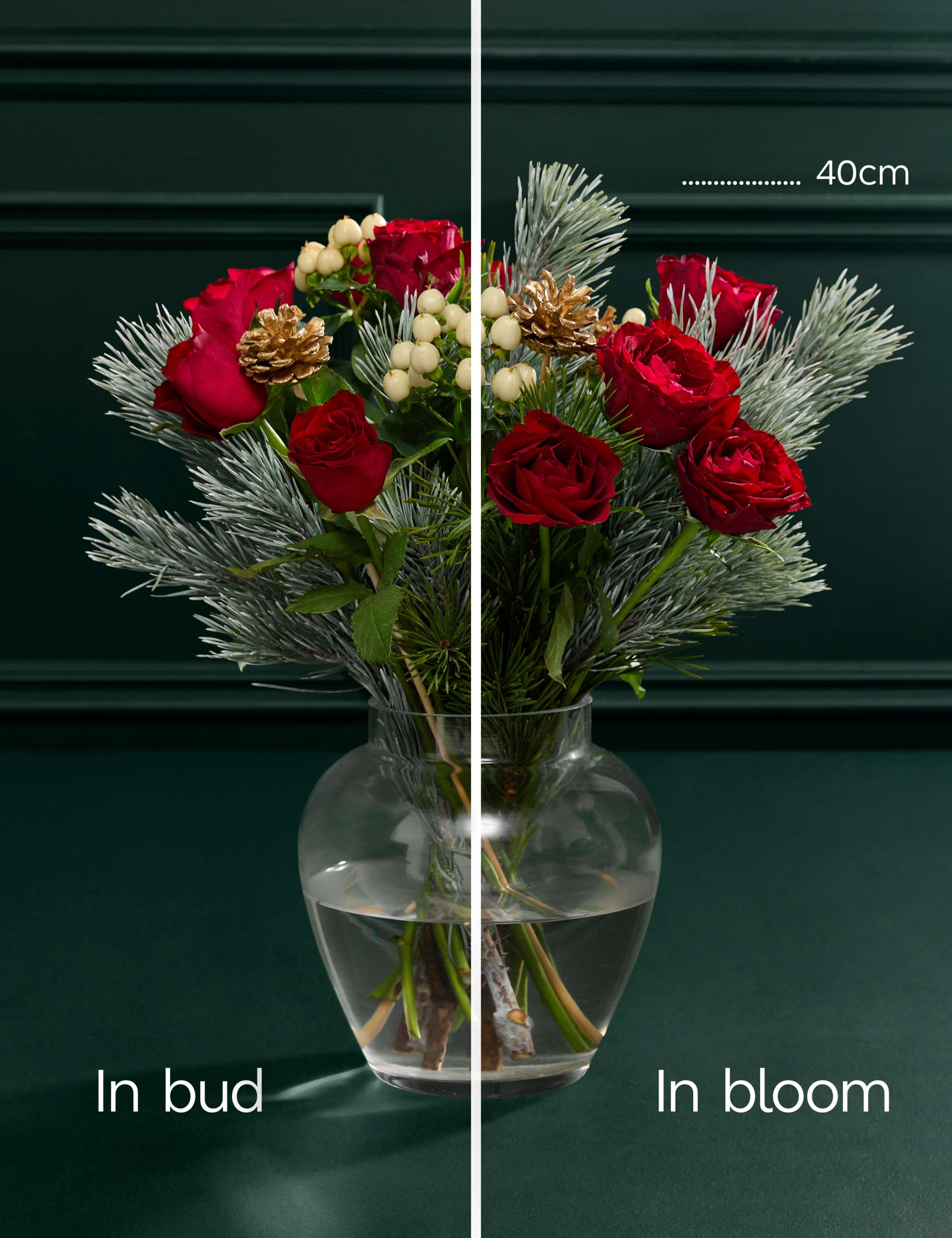 Red Rose & Hypericum Bouquet with Mini Christmas Chocolates & Candle 6 of 7