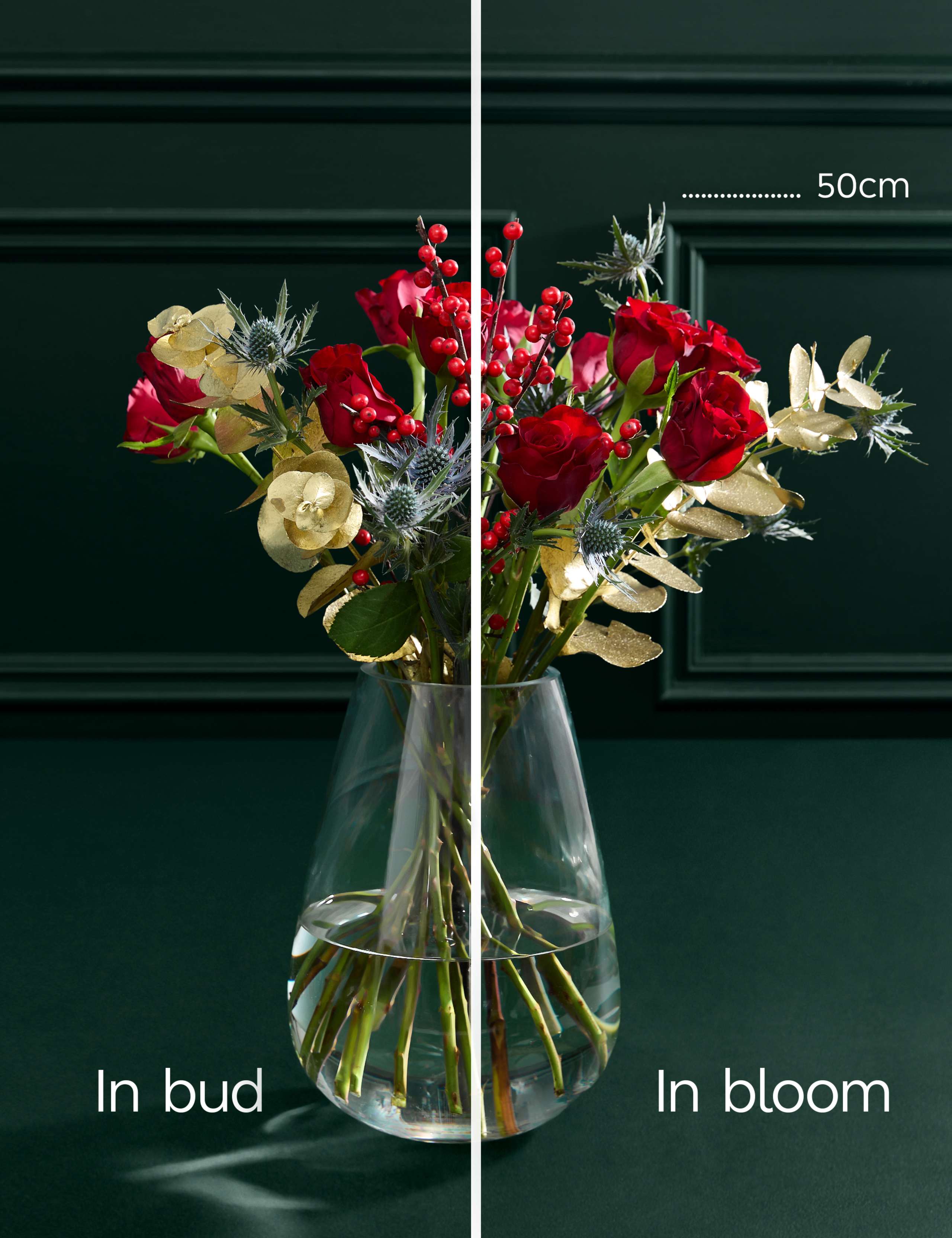 Festive Red Rose & Ilex Bouquet 5 of 7