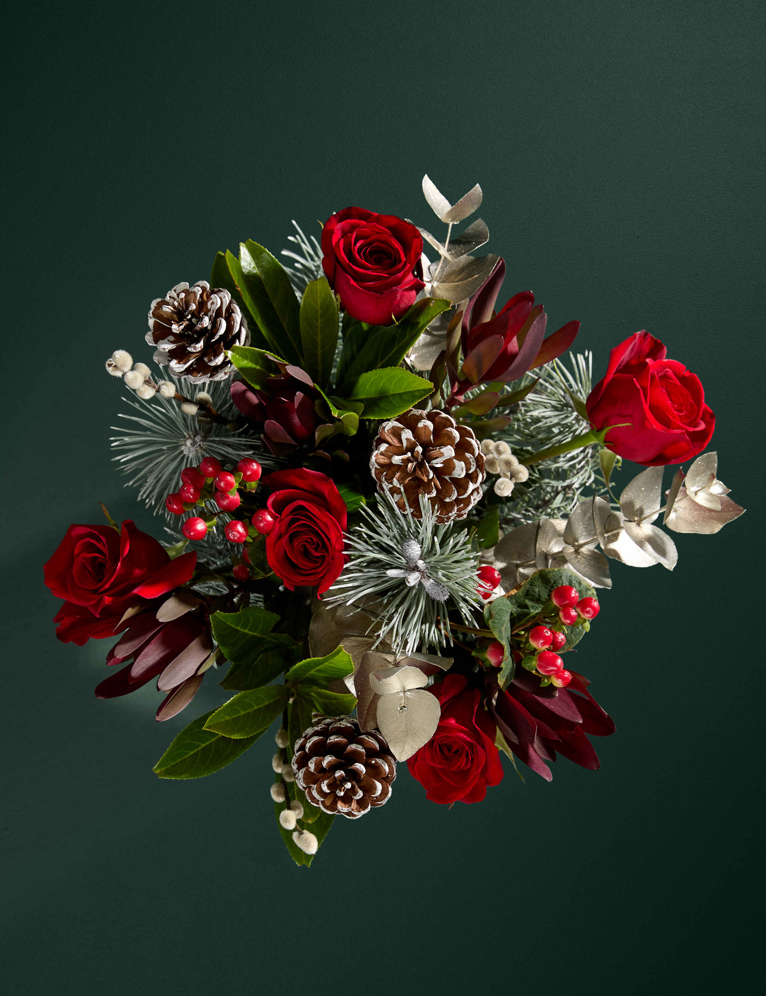 Festive Freedom Red Rose & Foliage Bouquet 2 of 7