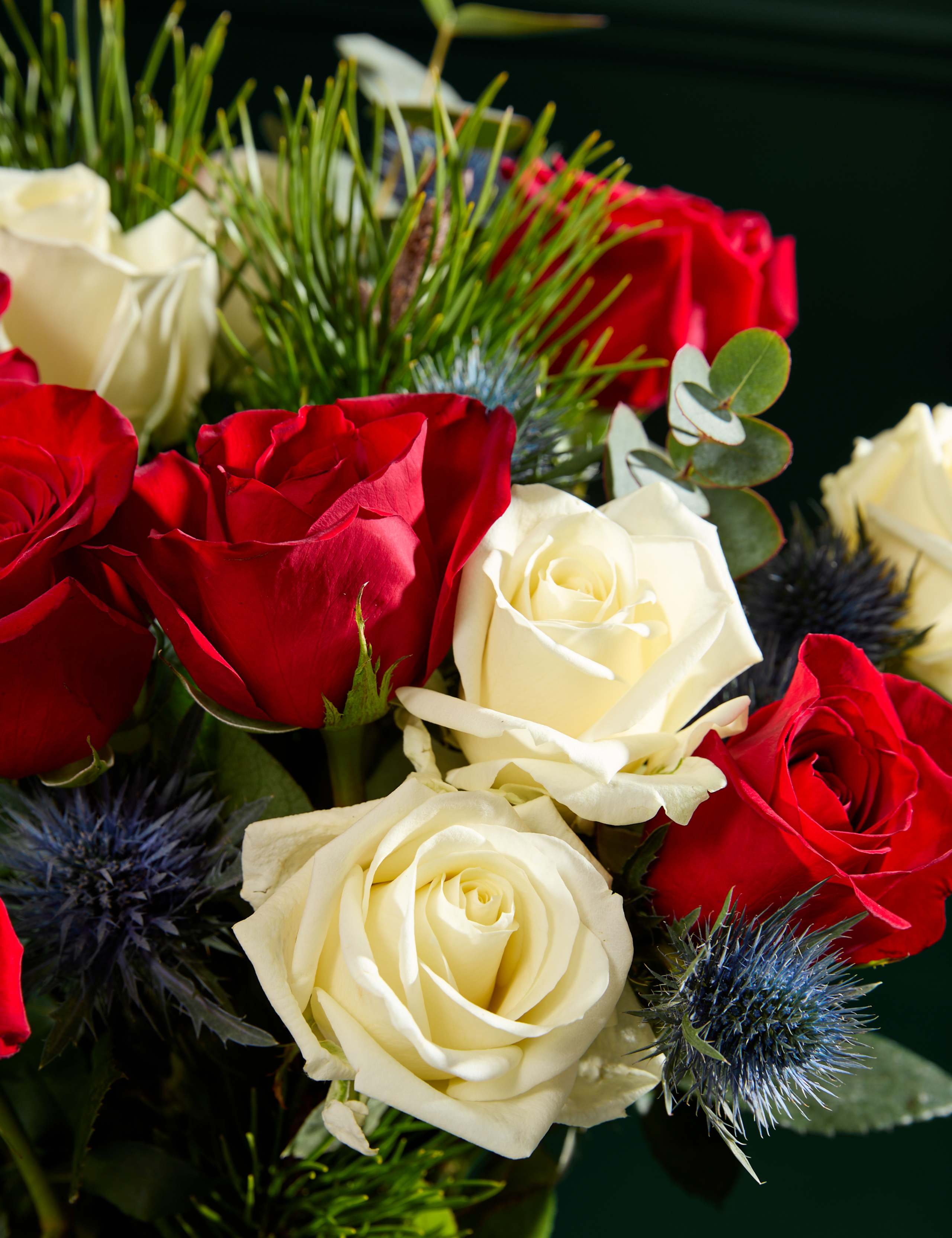 Festive Red & White Rose Bouquet 3 of 8