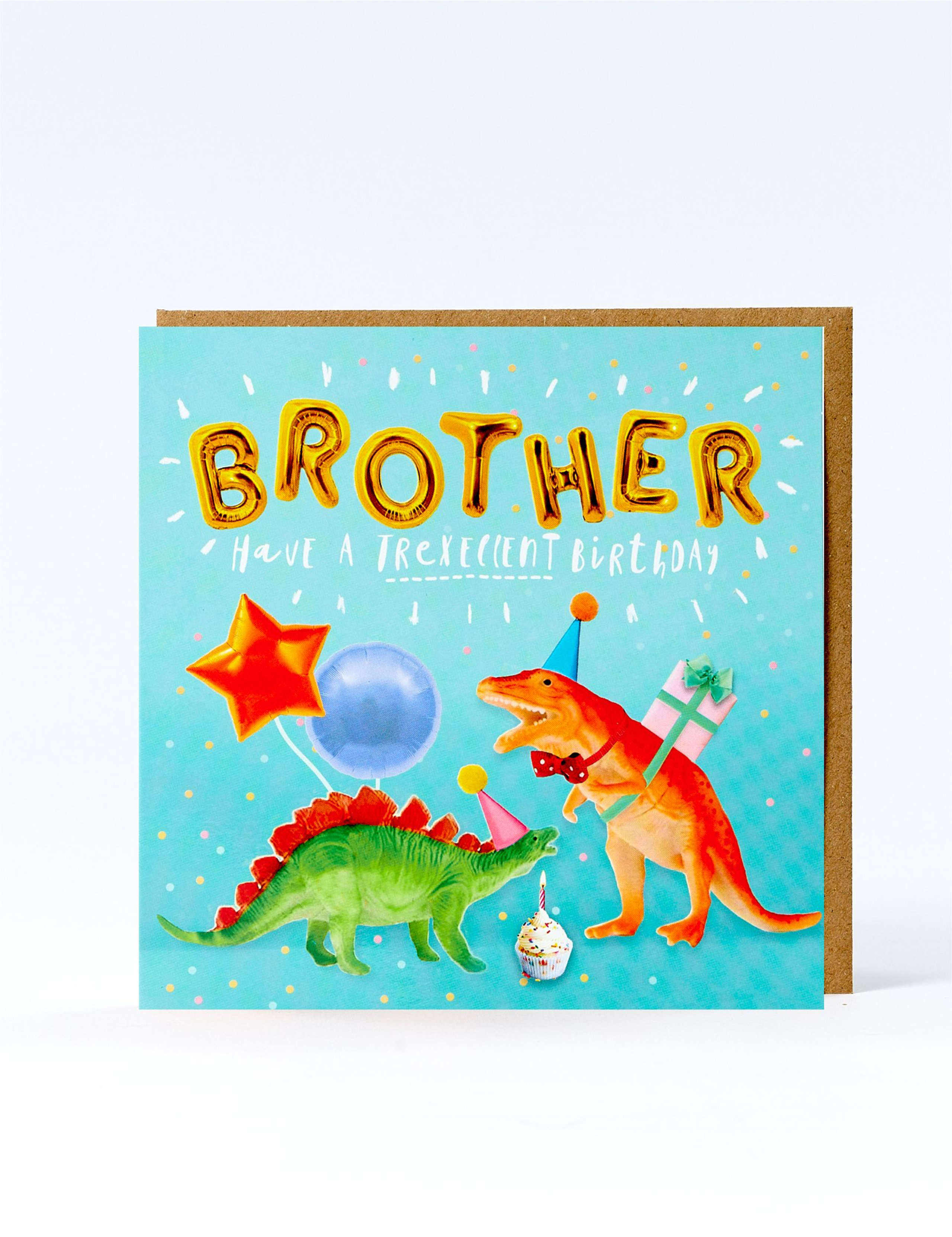 Brother T-Rex-cellent Dinosaur Birthday card 1 of 1