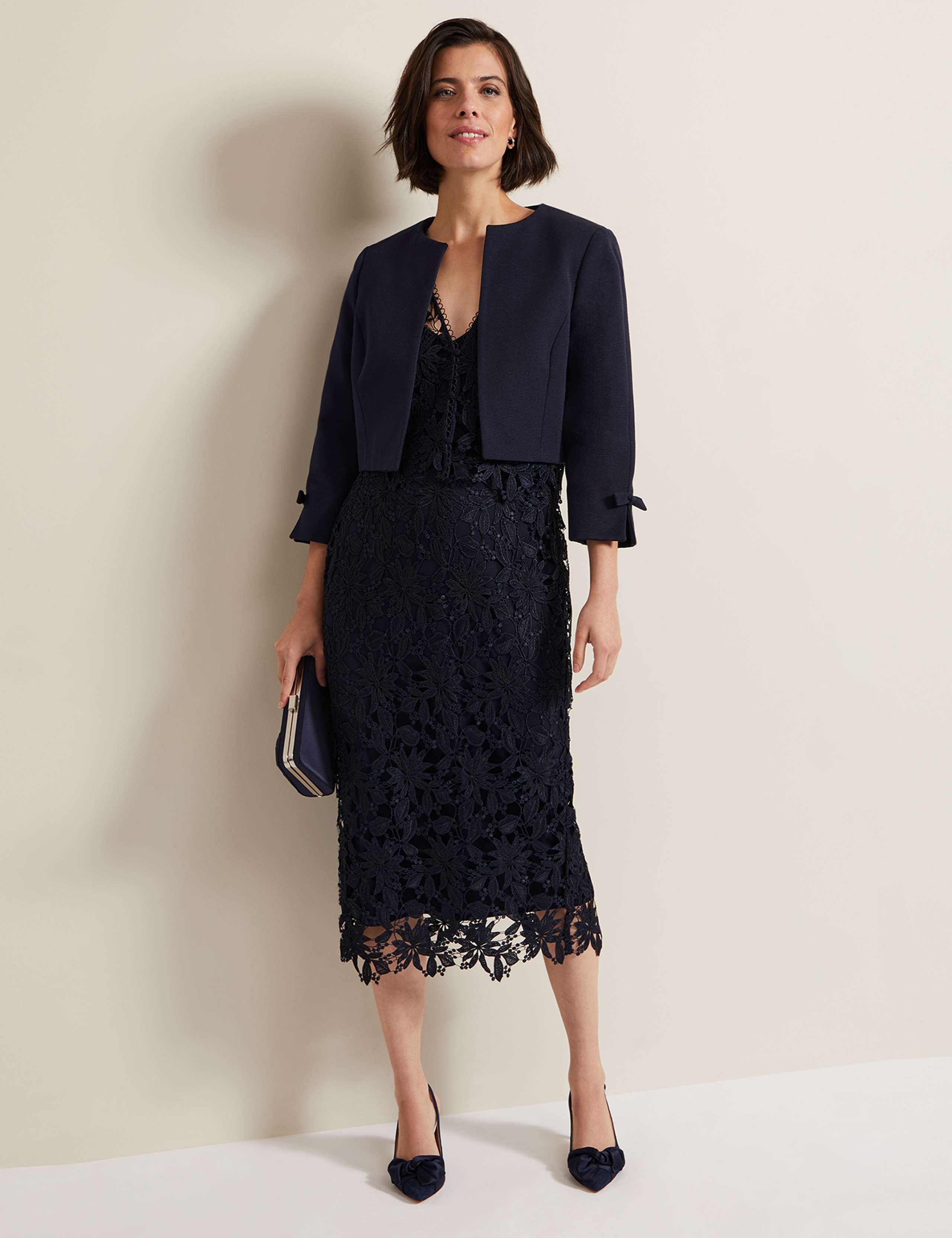 Cotton Rich Collarless Bow Short Jacket 3 of 6