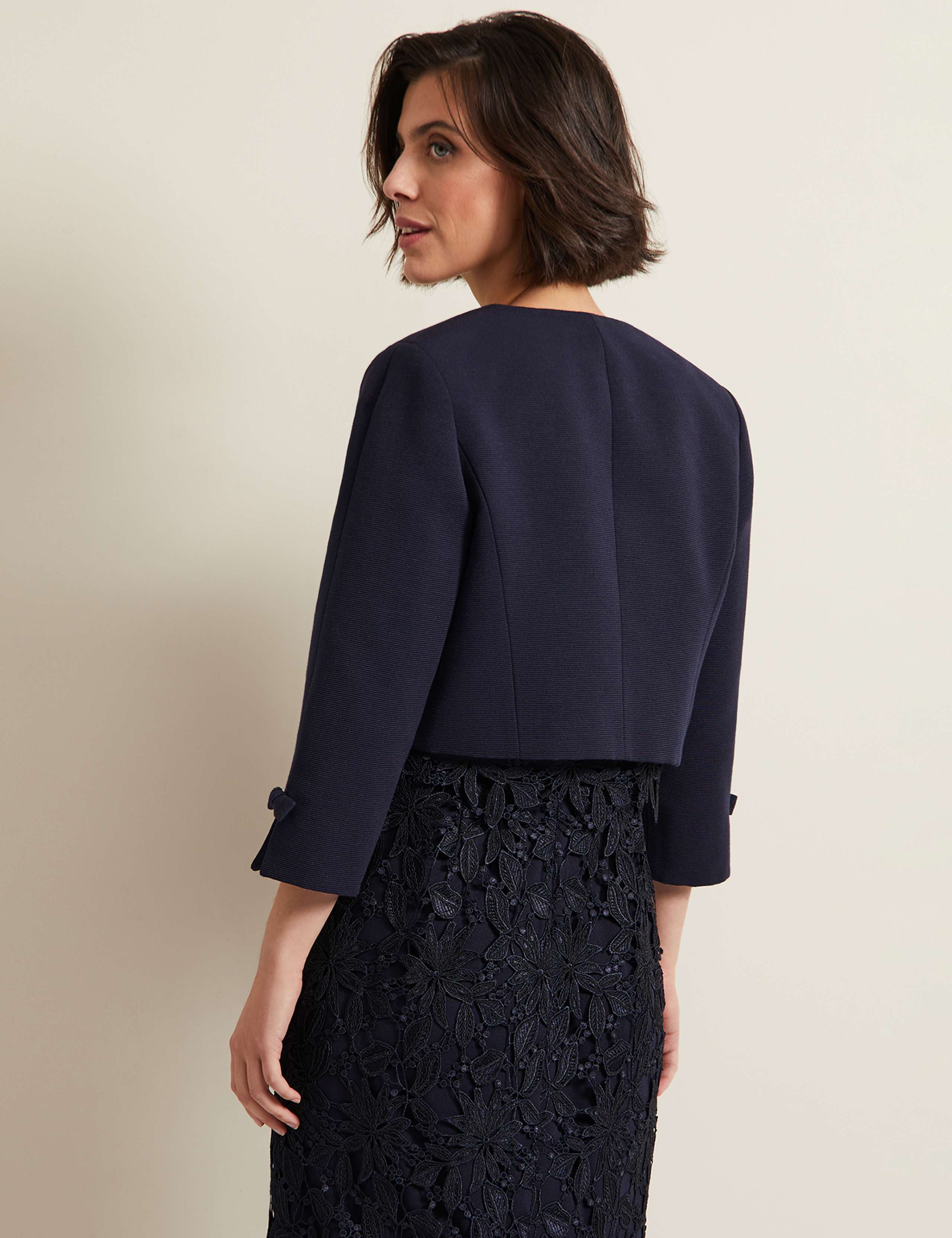 Cotton Rich Collarless Bow Short Jacket 4 of 6