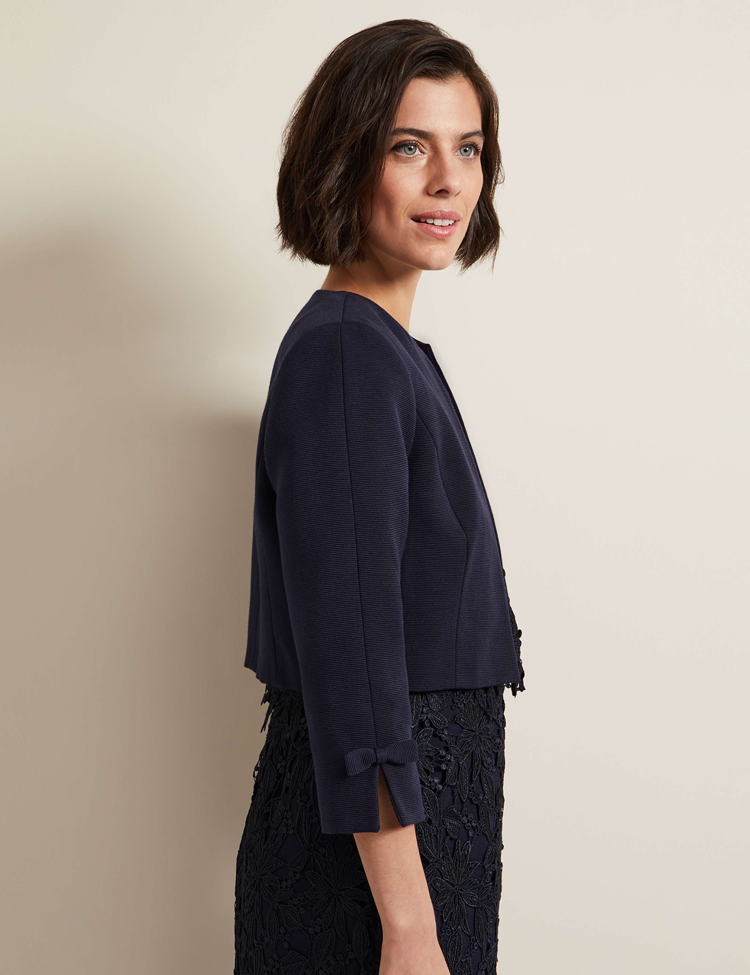Cotton Rich Collarless Bow Short Jacket 6 of 6