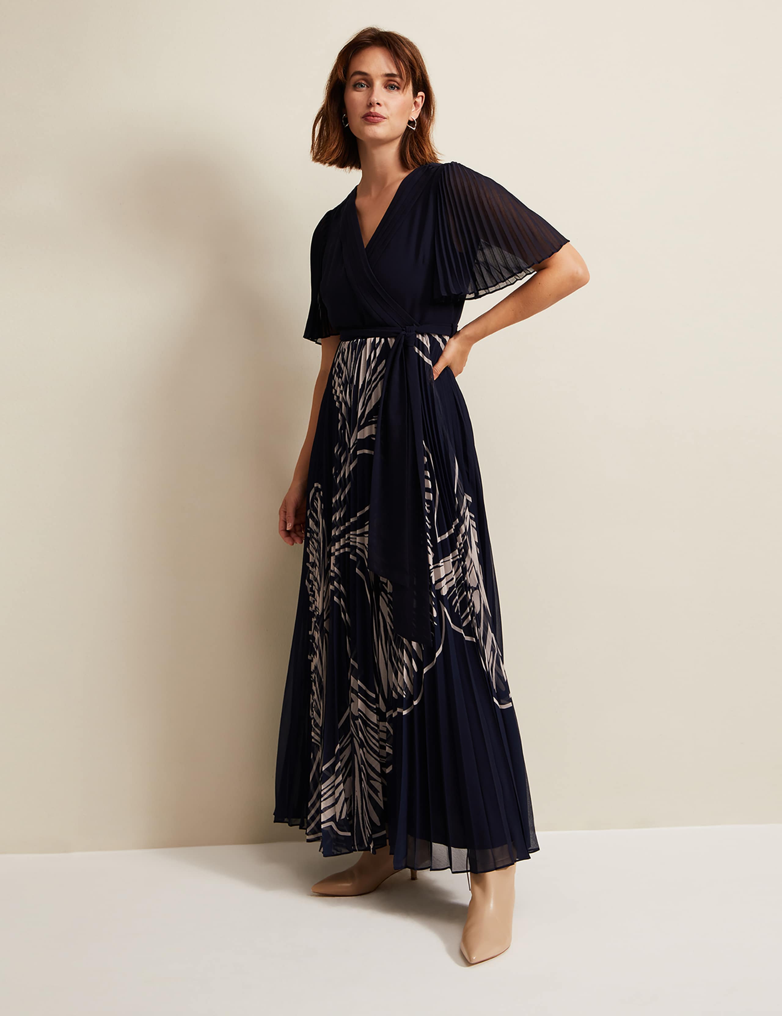 Floral V-Neck Angel Sleeve Maxi Wrap Dress 6 of 6