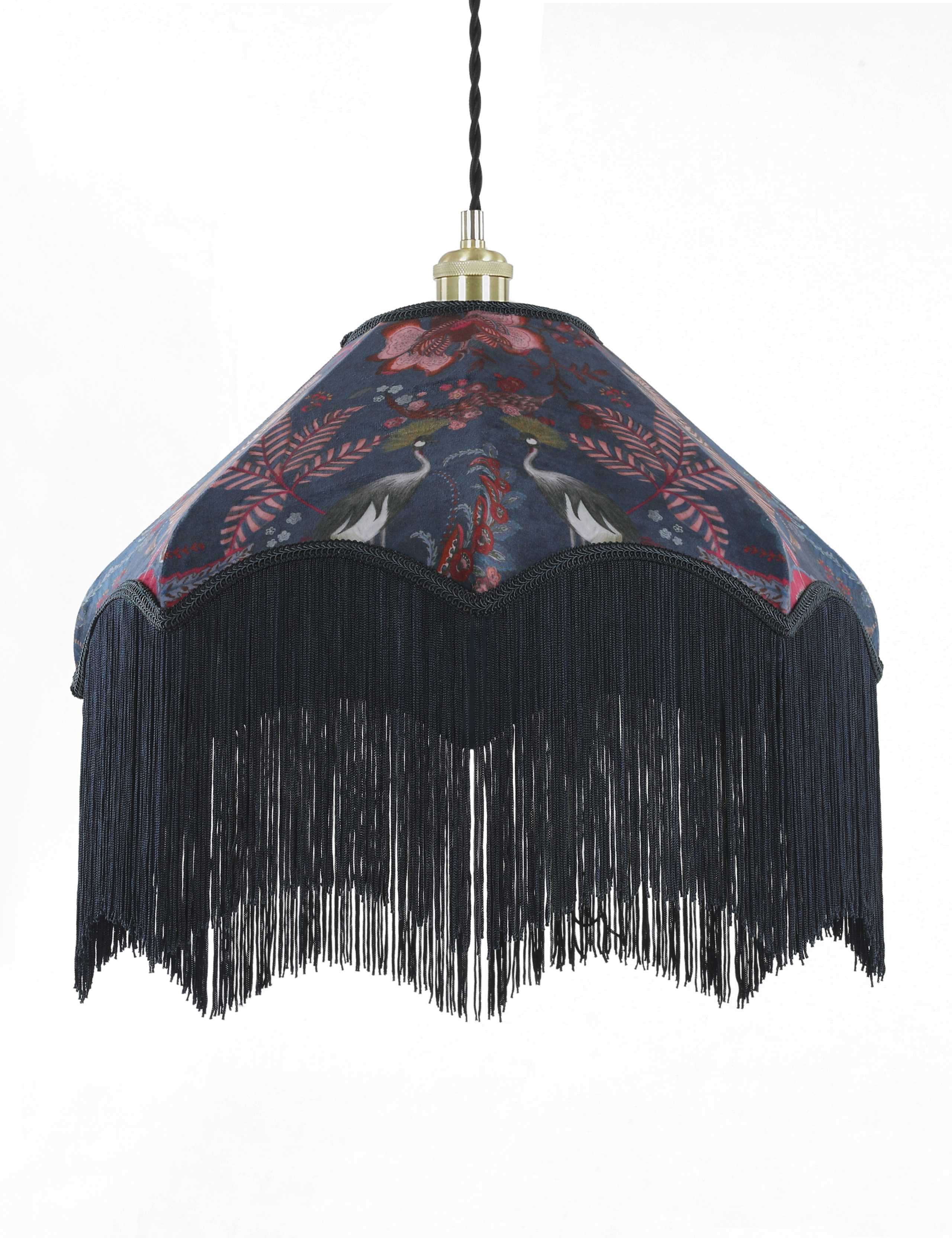Velvet Printed Fringed Ceiling Lamp Shade | M&S Collection