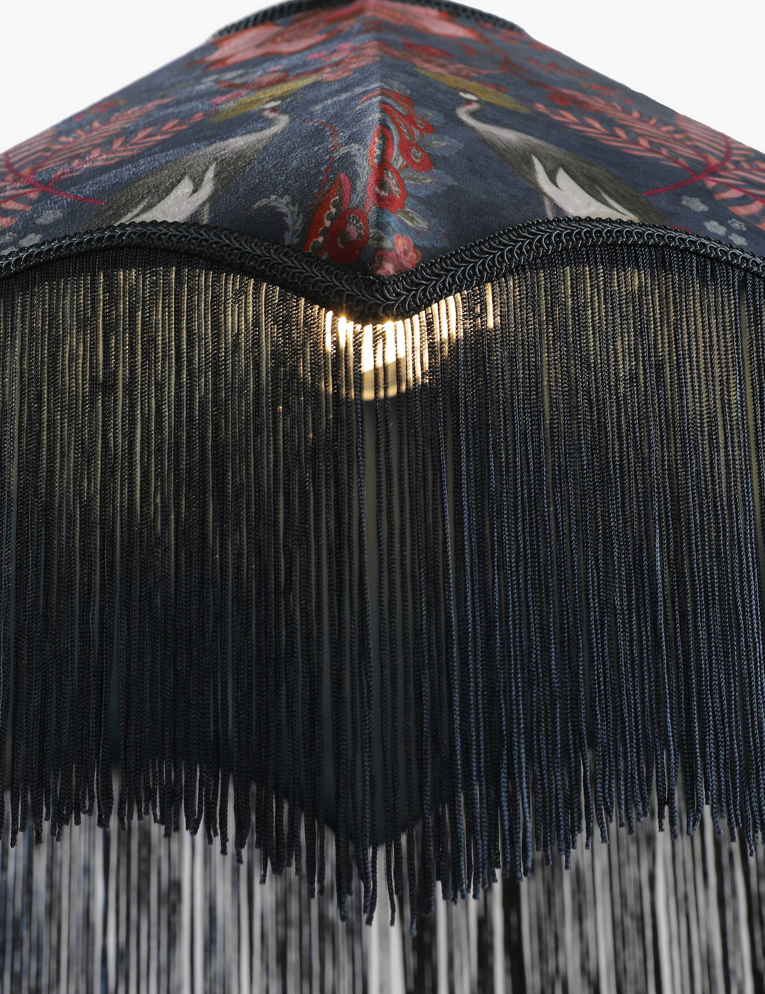 Velvet Printed Fringed Ceiling Lamp Shade 4 of 5