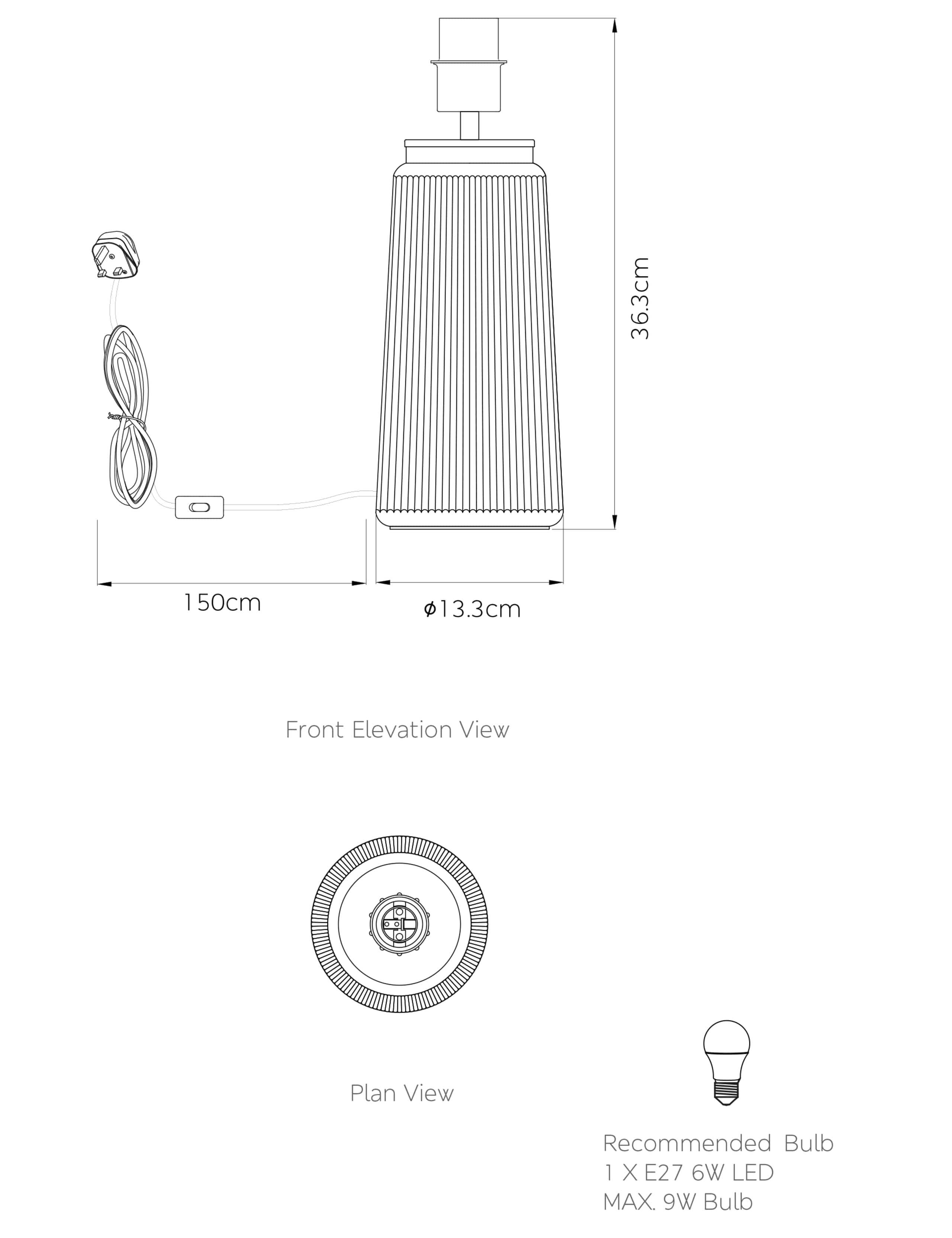 Ridged Glass Table Lamp Base 6 of 6