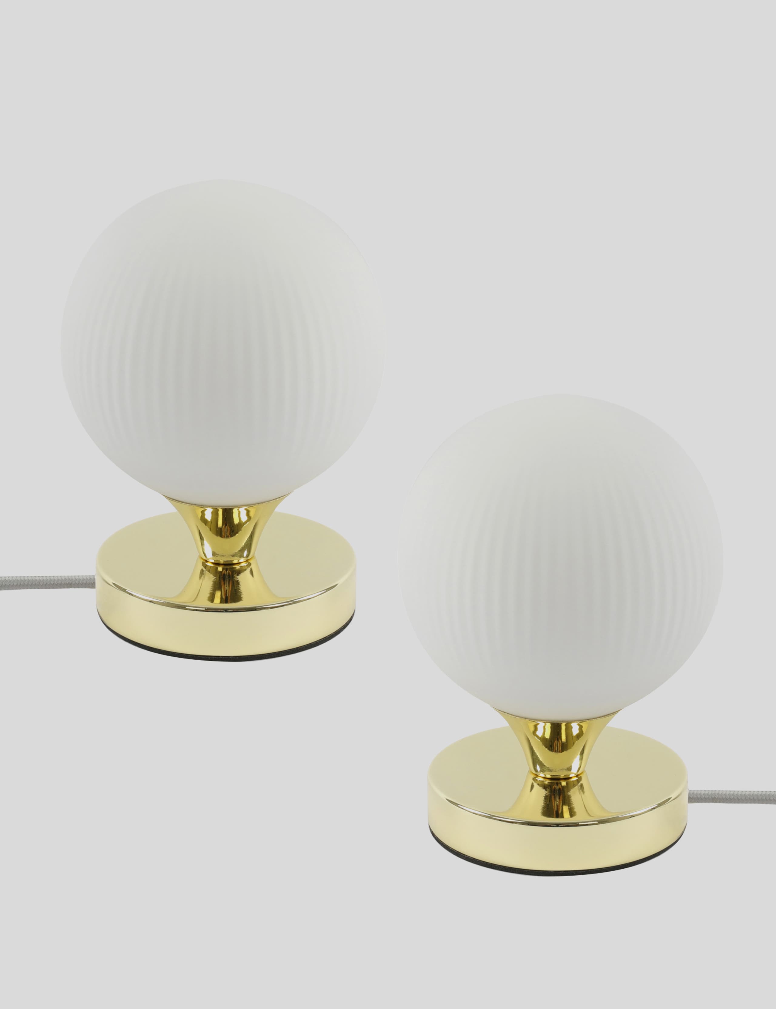 Set of 2 Ribbed Globe Table Lamps 1 of 7