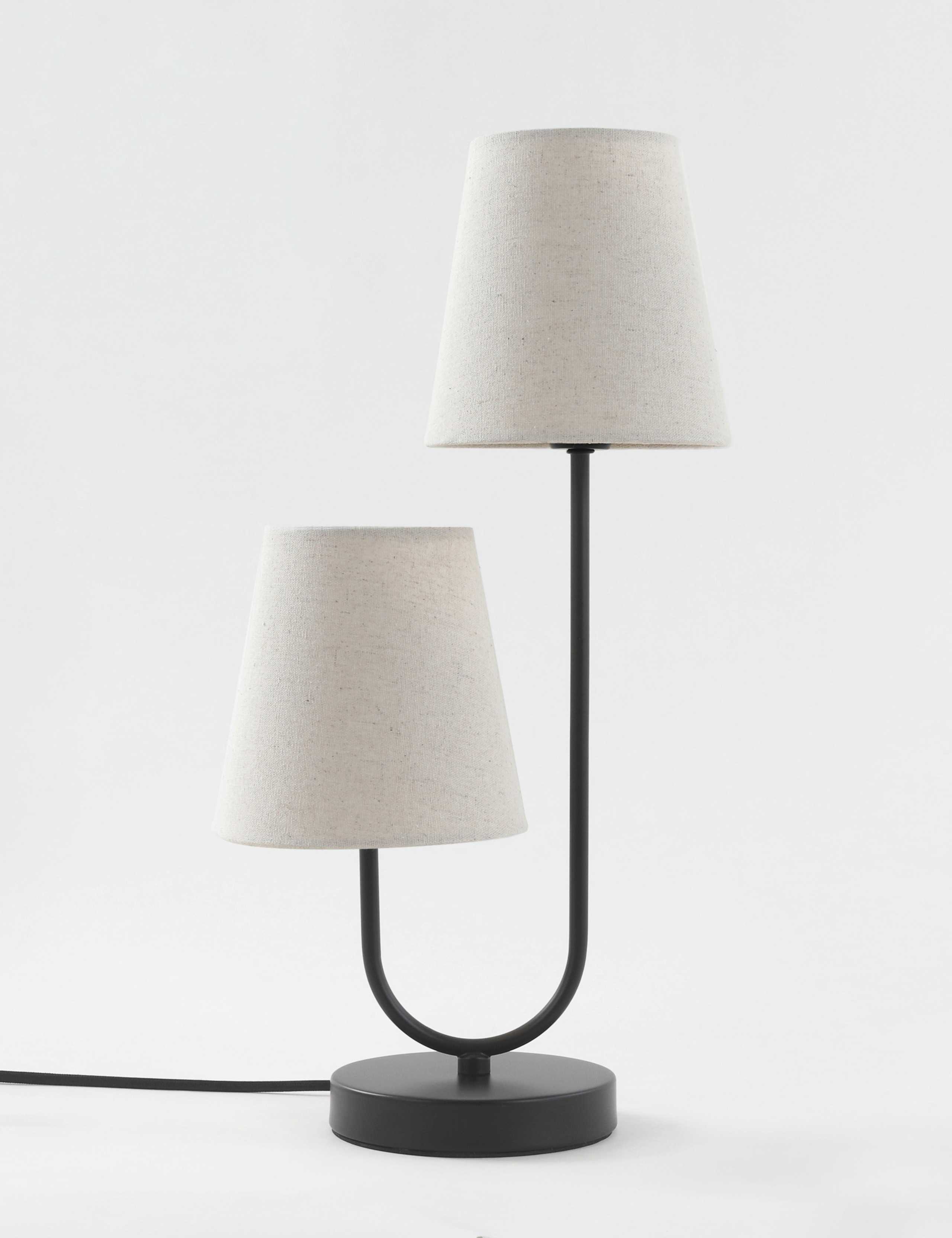 2 Shade Black Metal Table Lamp 1 of 6