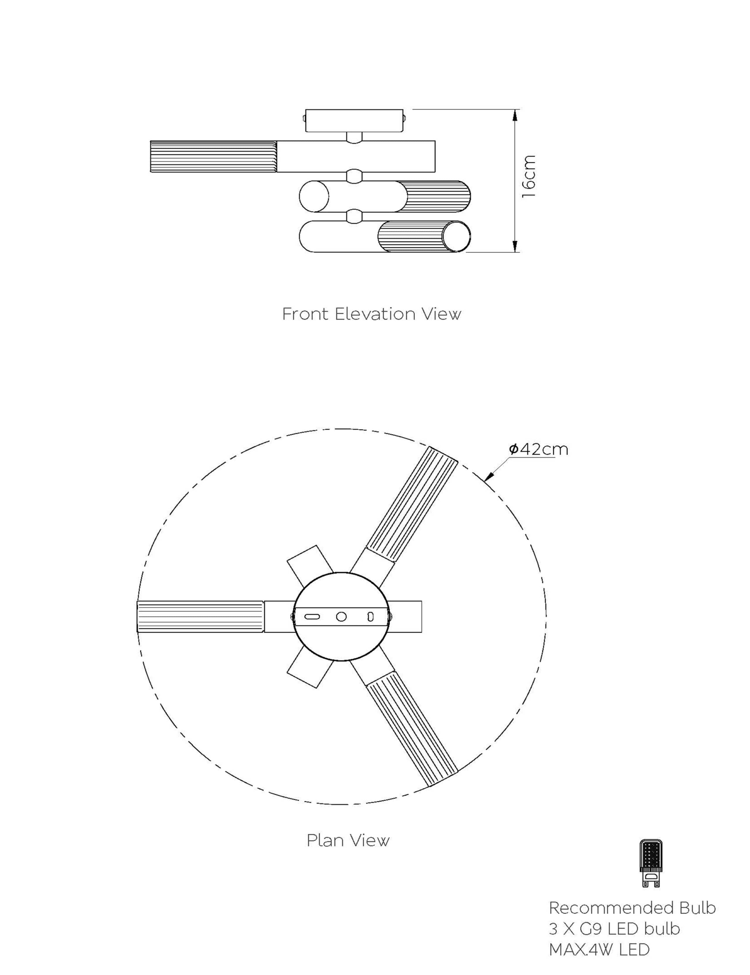 Ribbed Flush Ceiling Light 6 of 7
