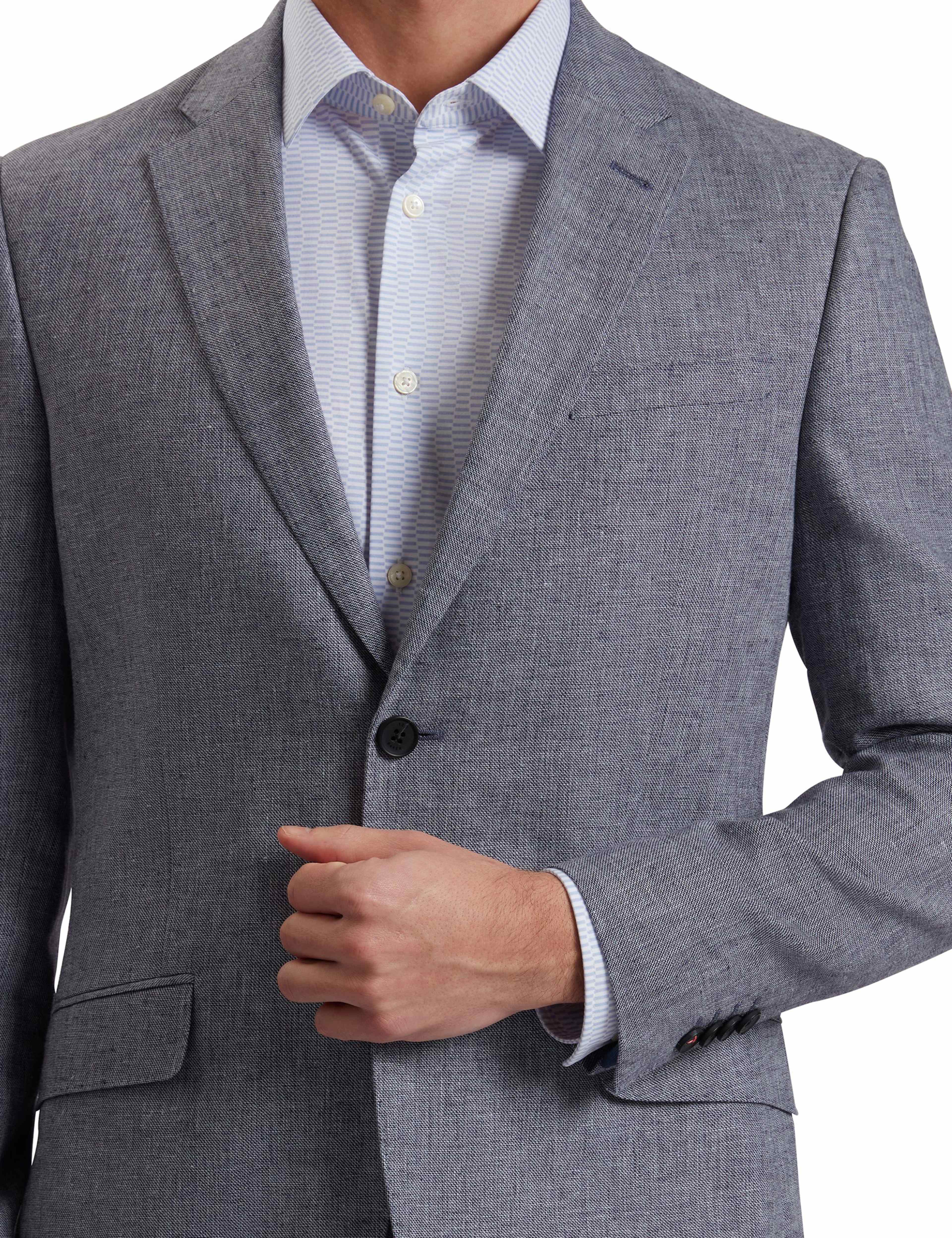 Regular Fit Linen & Cotton Blend Blazer thumbnail 4