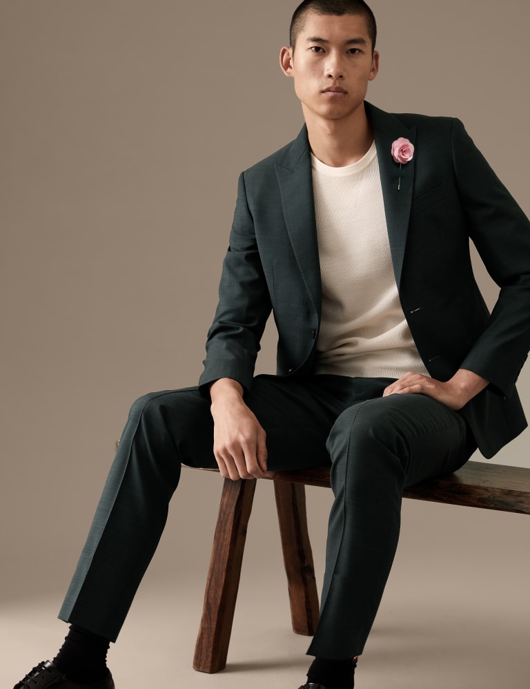 Tailored Fit Pure Wool Textured Suit 1 of 7