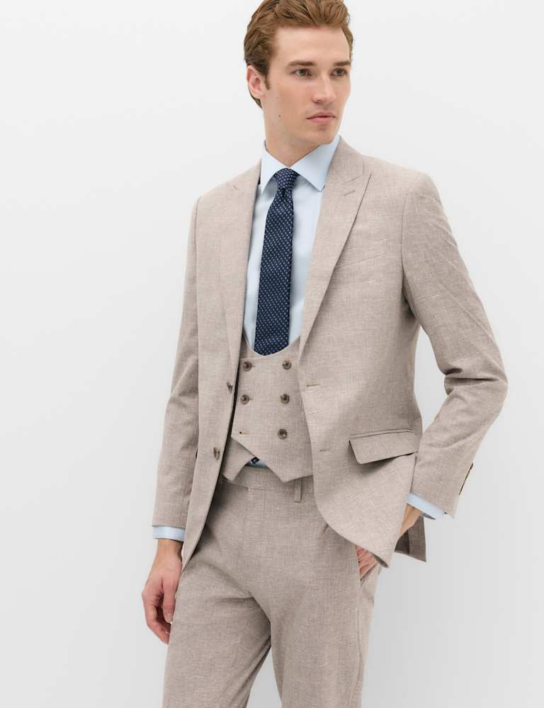 3 Piece Slim Fit Linen Blend Stretch Suit 1 of 6