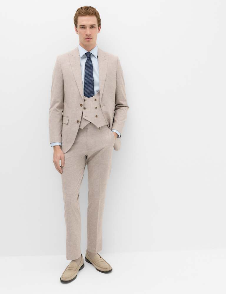 3 Piece Slim Fit Linen Blend Stretch Suit 6 of 6