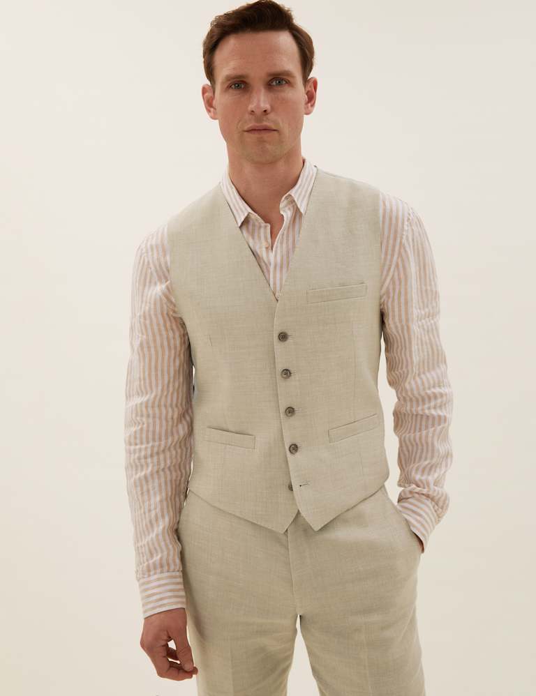 Tailored Fit Italian Linen Miracle™ 3 Piece Suit 2 of 8