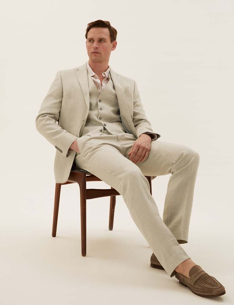 Tailored Fit Italian Linen Miracle™ 3 Piece Suit 4 of 8