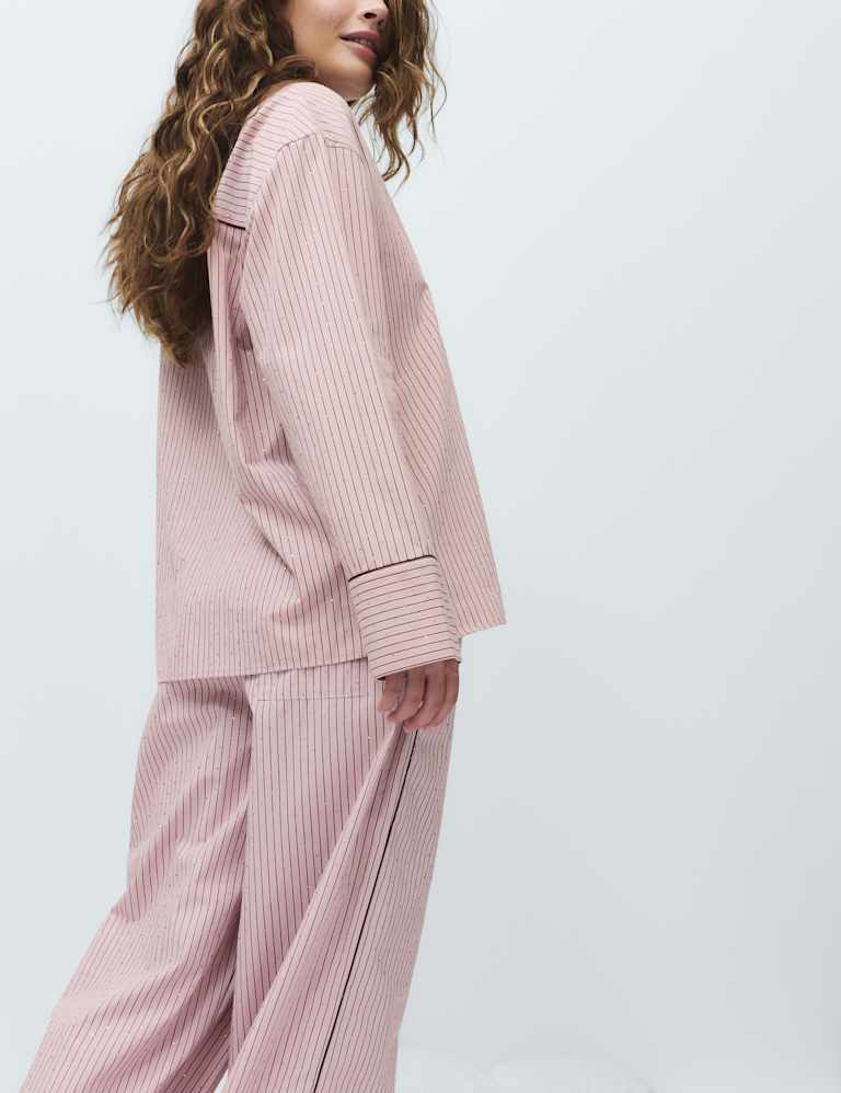 Pure Cotton Embellished Pyjama Shirt & Bottom Set 4 of 6
