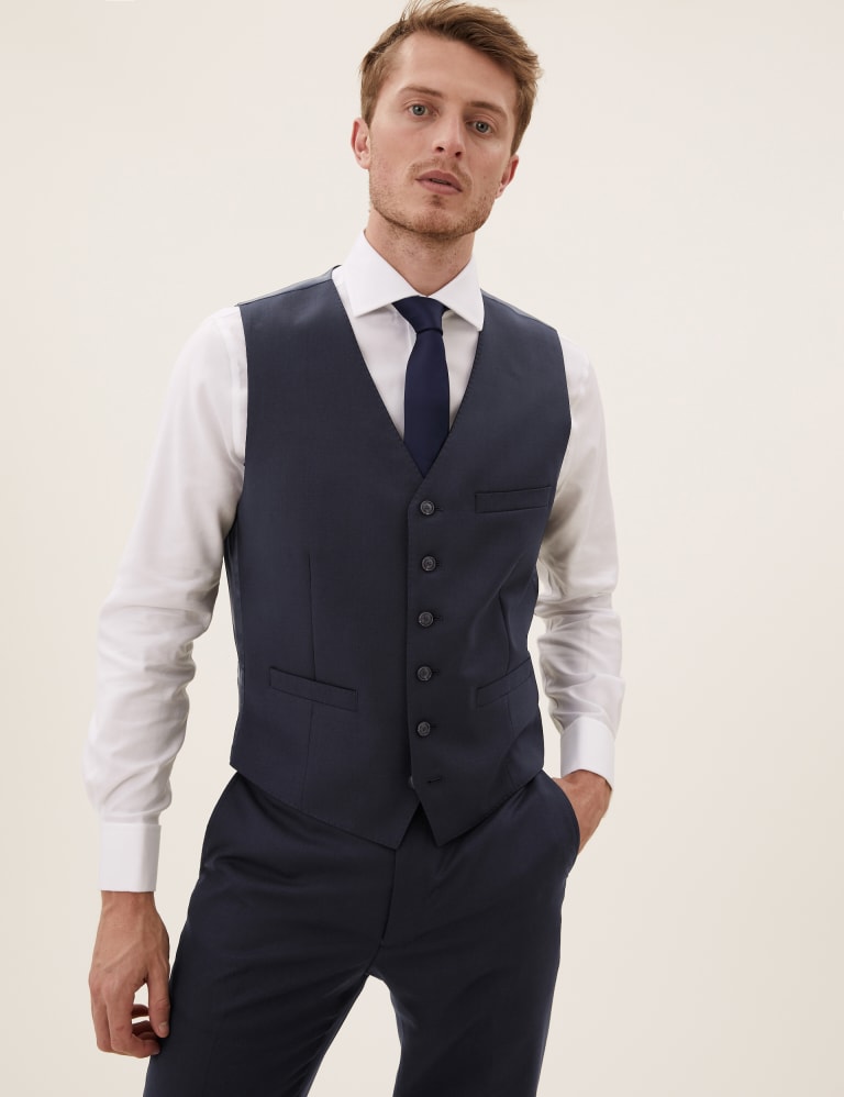 Navy Regular Fit Wool 3 Piece Suit 2 of 8