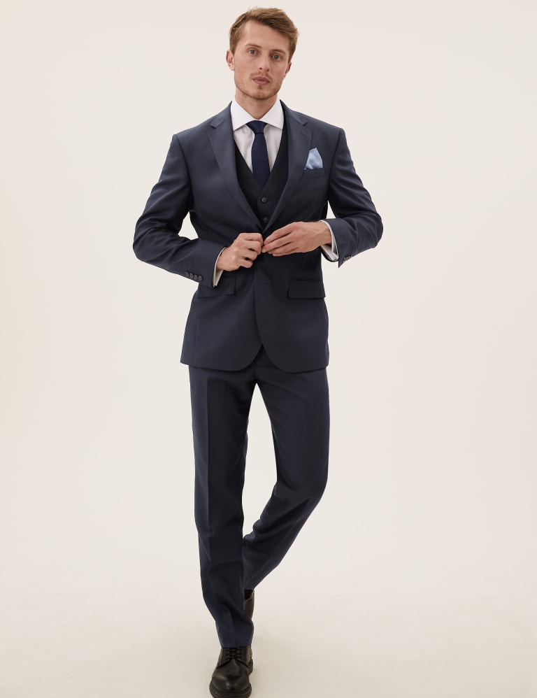 Navy Regular Fit Wool 3 Piece Suit 4 of 8