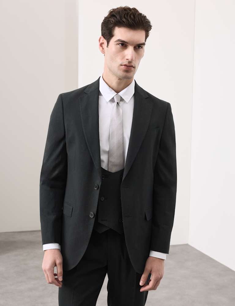 3 Piece Tailored Fit Italian Performance Linen Blend Suit 1 of 6