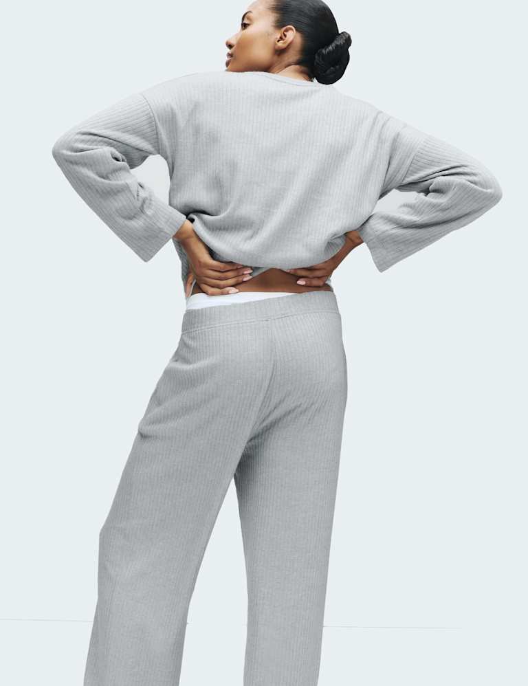 Ribbed Crew Neck Long Sleeve Pyjama Set 6 of 6