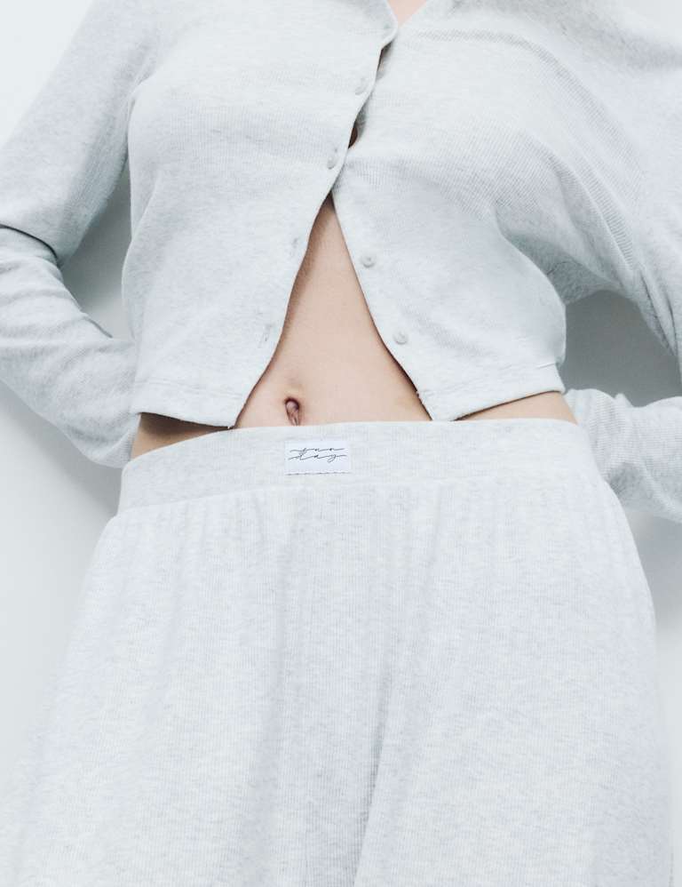 Cotton Rich Ribbed Button Down Pyjama Top & Bottom Set 5 of 6