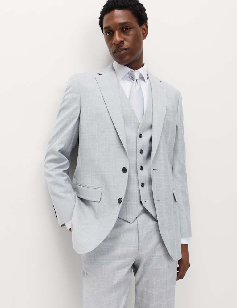 3 Piece Regular Fit Check Stretch Suit 1 of 6