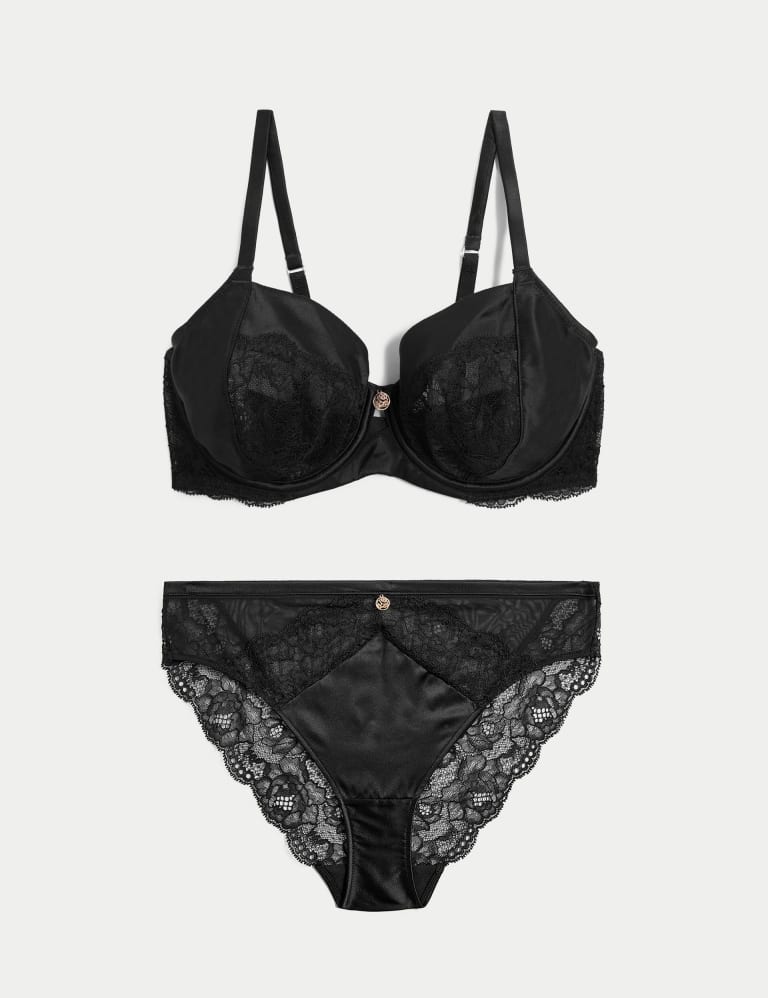 Silk Blend Wired Balcony Bra Set A-E 2 of 6