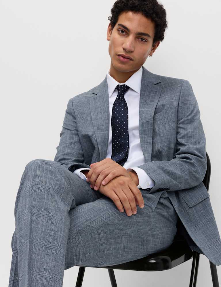 3 Piece Tailored Fit Check Stretch Suit 5 of 6