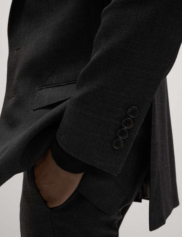 3 Piece Slim Fit Pure Wool Textured Suit 4 of 6