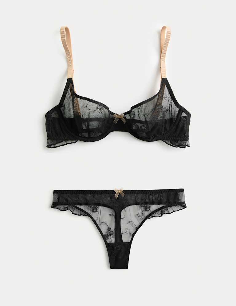 Helena Embroidery Wired Demi Cup Bra Set A-E 2 of 6