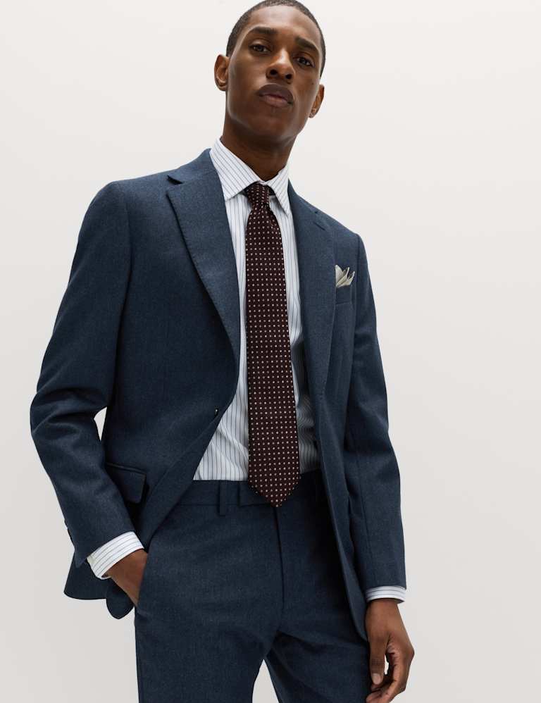 2 Piece Tailored Fit Italian Wool Rich Tweed Suit 1 of 6