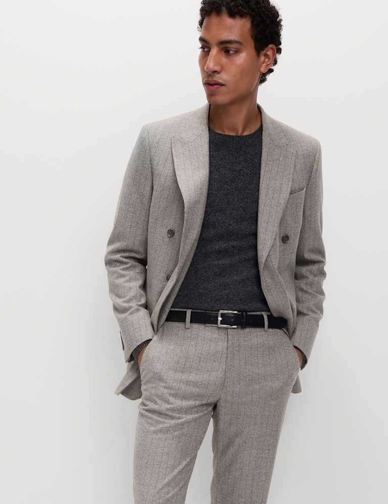 2 Piece Slim Fit Pinstripe Double Breasted Suit 1 of 6