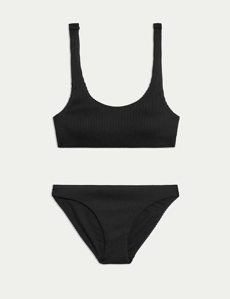 Ribbed Padded Scoop Neck Bikini Set 2 of 6