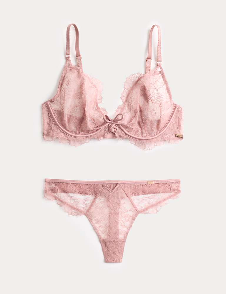 Forget Me Not Lace Wired Plunge Bra Set A-E 2 of 6