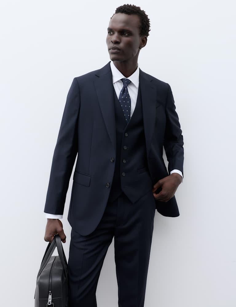 3 Piece Tailored Fit Pure Wool Suit 1 of 6