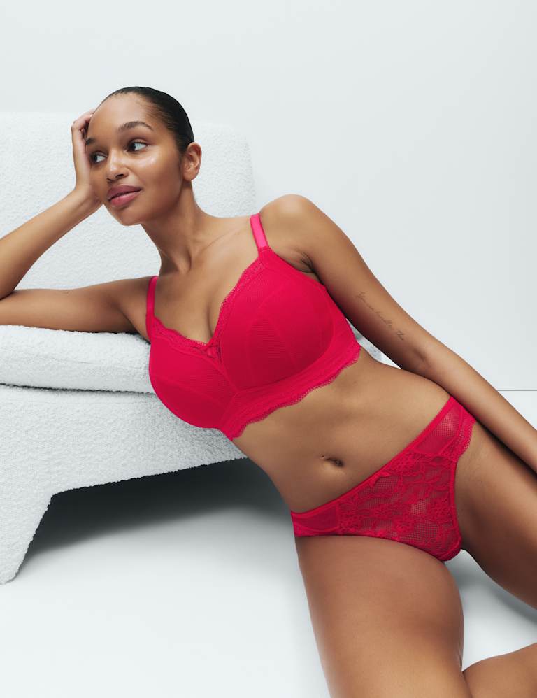 Jasmine Lace Trim Non Wired Bralette Set F+ 1 of 6