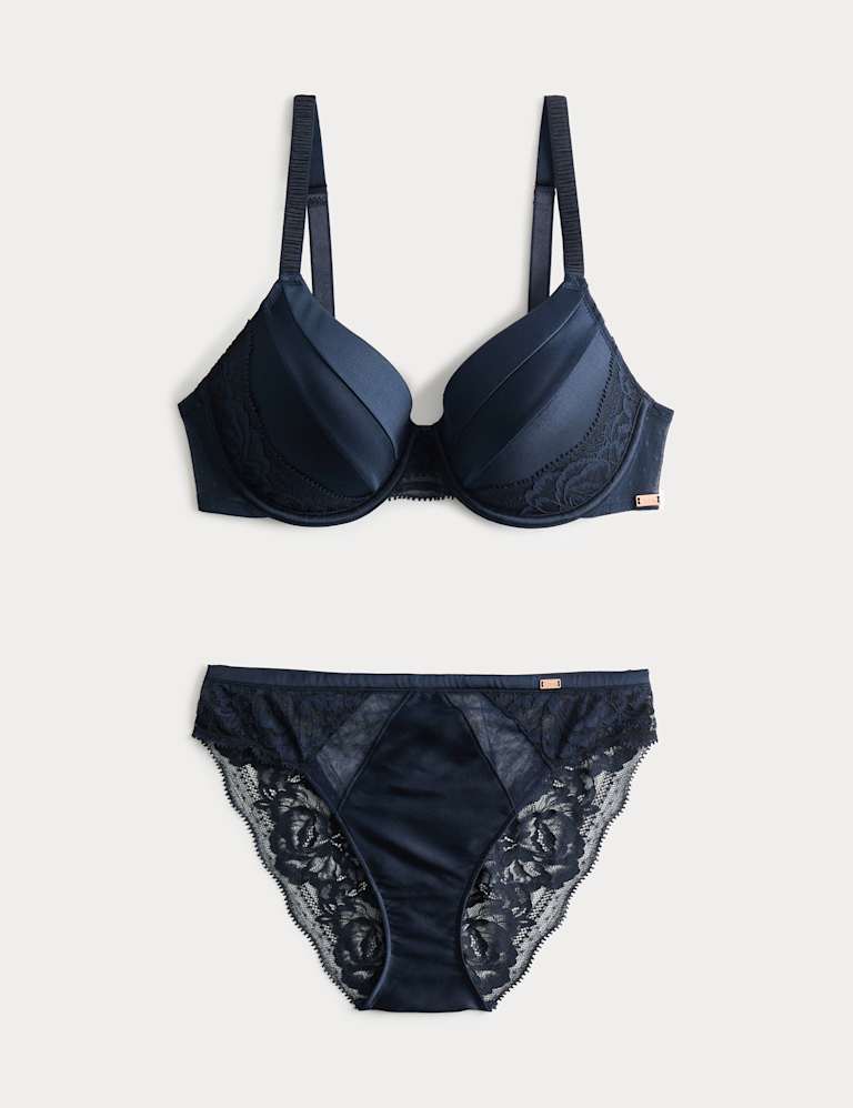 Silk & Lace Wired Full Cup Bra Set A-E 2 of 6