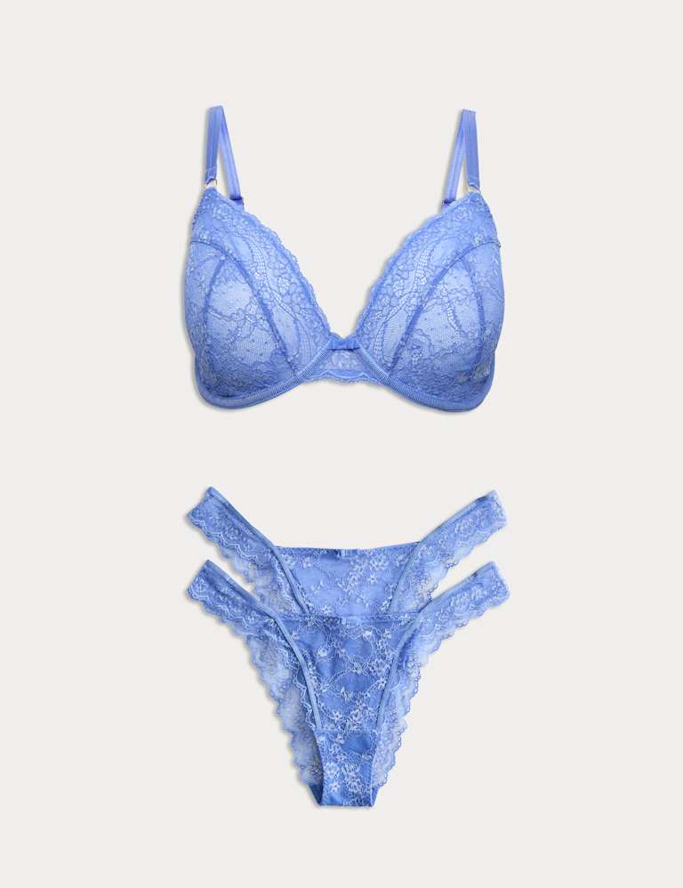 Ida Lace Wired Plunge Bra Set F-H 2 of 6