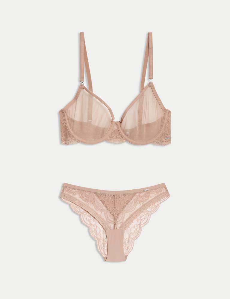 Murcia Sheer & Lace Wired Demi Cup Bra Set A-E 2 of 6
