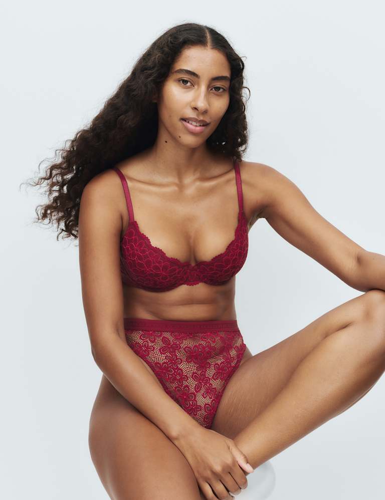 Cleo Lace Wired Demi Cup Bra Set A-E 1 of 6