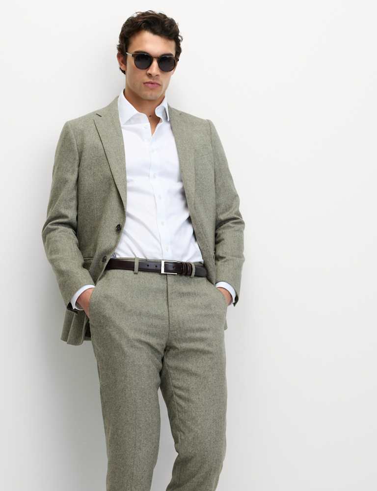 2 Piece Tailored Fit Wool Rich Tweed Suit 1 of 6