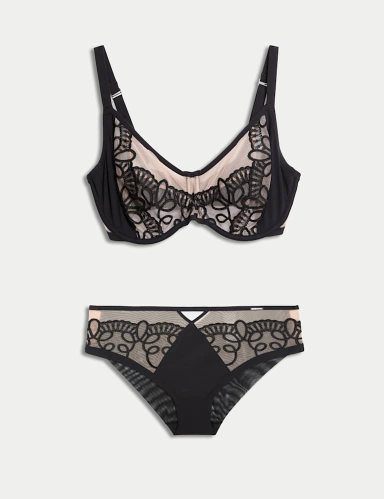 Bordeaux Embroidery Wired Minimiser Bra Set C-G 2 of 7