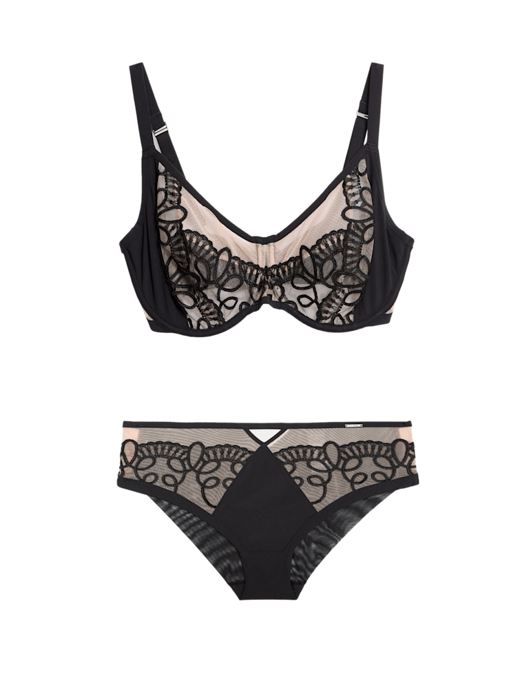Bordeaux Embroidery Wired Minimiser Bra Set C-G 7 of 7